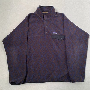 Patagonia Synchilla Snap T Pullover Fleece Jacket Geometric Blue Brown Men’s M - Picture 1 of 9