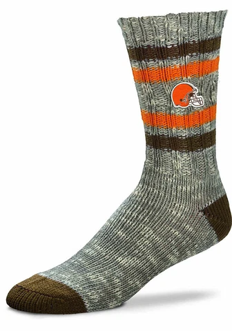 Cleveland Browns Football Gray Tweed Alpine Knit Deuce Crew Socks Cover