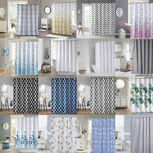 Waterproof Shower Curtain Durable Polyester Fabric Extra Long Bathroom Curtains