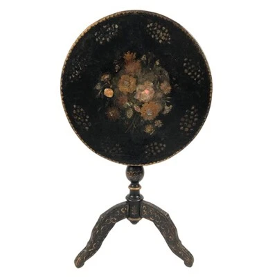 Guéridon basculant Napoléon III, bois noirci burgauté - Photo 1/4