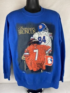 Vintage Denver Broncos John Elway Sharp Nutmeg 1994 Sweatshirt Embroidered SZ L - Picture 1 of 9