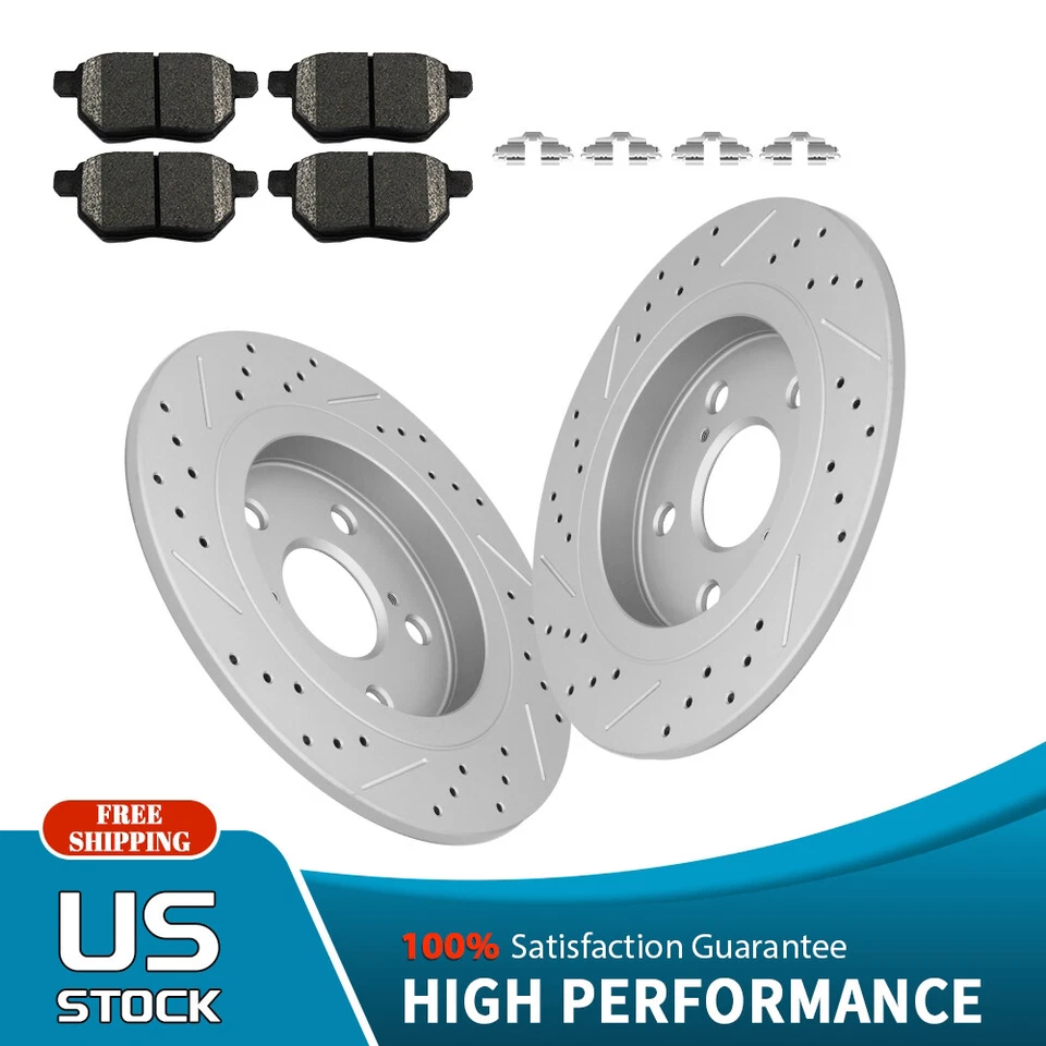 Rear Disc Rotors & Ceramic Brake Pads Set for 2009 - 2014 Toyota Matrix Scion XB - Image 1 of 4