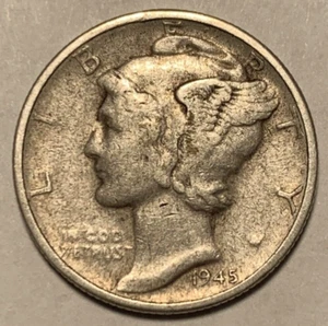 1945 D Mercury Dime (VF/XF) ~ 90% Silver ~ Brilliant U.S. Coin ~ D2718 - Picture 1 of 2