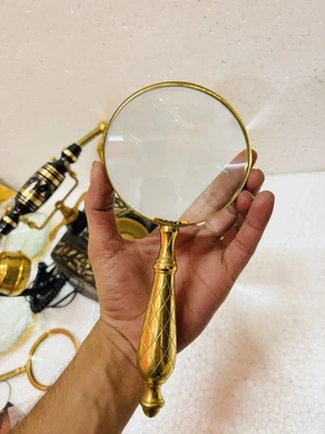 Vintage Magnifier Antique Brass Magnifying Glass Collectible Read Desktop gift - Image 1 of 4