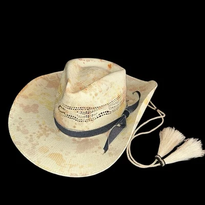 Charlie 1 Horse Big Splash Straw Cowgirl Hat 3” 3/4 Brim Horse Hair Tassle Small - Image 1 of 4