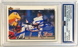 1992 Upper Deck Cecil Fielder Ted Giannoulas Dual Signed Auto Card #255 PSA DNA - Picture 1 of 1