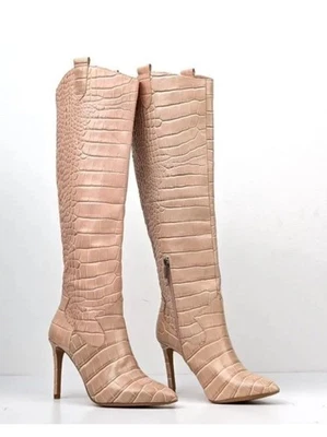 Botas hasta la rodilla Vince Camuto Kervana de cuero con estampado de cocodrilo talla 8,5 M. NUEVAS Foto 1 de 4