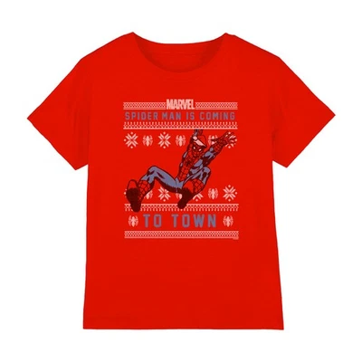 SPIDER-MAN Spiderman Weihnachtspullover Kinder T-Shirt rot