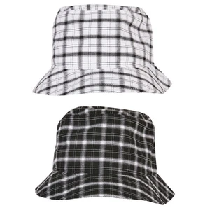 Yupoong Check Bucket Hat Angler's Hat Sweatband Brim Checked Black White Cap - Picture 1 of 9