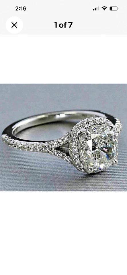 Anel de noivado de ouro branco 14K com diamante solitário corte almofada 2,32 ct criado em laboratório - Imagem 1 de 1