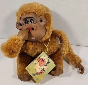 Peluche pupazzo scimmia vintage NOS Russ Berrie Rutherford III peluche succhia il pollice - Foto 1 di 10