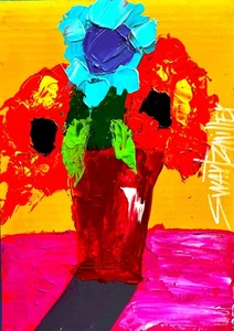 JARRÓN DE FLORES ACRÍLICO COLORIDO PINTURA ARTE POP RECICLADO ORIGINAL SWARTZMILLER ADN - Imagen 1 de 20