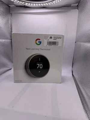 Google Nest 3rd Gen Learning Thermostat Smart Stainless Steel T3007ES - Image 1 of 4