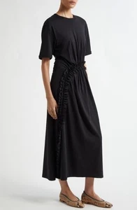 ULLA Johnson Lilia Organic Cotton Midi Dress Black $490 Size L - Picture 1 of 7
