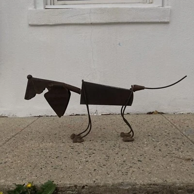 DE COLECCIÓN PERRO ESCULTURA CHATARRA METAL PATIO JARDÍN PAISAJE CABEZA BOBBLE Foto 1 de 4