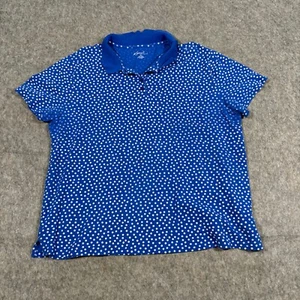 Camisa de golf Kim Rogers para mujer talla XL azul blanco lunares manga corta top - Imagen 1 de 6