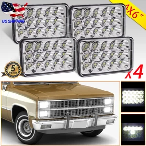 4set For Chevy C10 Pickup Truck 1980-1986 4x6"inch LED Headlights Hi/Lo Beam H4 - Picture 1 of 10