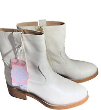 Sam Libby Women's Ankle Boots 8 Light Tan, Ivory Low Heel Faux Leather Side Zip