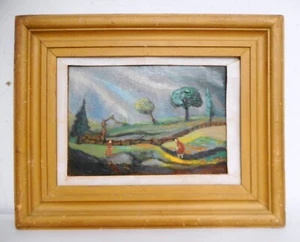 Antique Oil Painting on Board by Joachim Aviron Listed Artist & Published Poet - Picture 1 of 9