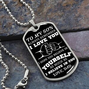 To My Son Dog Tag Necklace Gifts For A Son From Dad Birthday Graduation 