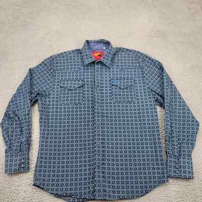 Rodeo Clothing Co. Shirt Mens XL Blue Western Pearl Snap Flip Cuff Cowboy Casual - Image 1 of 4