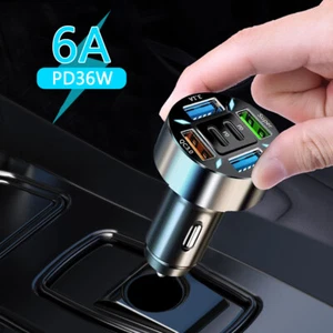 Accesorios Coche Doble PD 6 Puertos 4USB Cargador Coche Conversión Enchufe Carga Rápida - Imagen 1 de 12