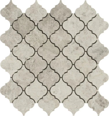 Azulejo de mosaico de chorro de agua de mármol pulido sombra plateada arabesco Foto 1 de 4