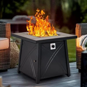 28" Propane Fire Pit Table 50000BTU Steel Outdoor Fire Table with Lid, Lava RocK - Picture 1 of 10