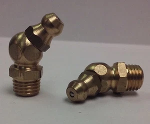 M8 x 1mm Brass 45 Degree  Metric Grease Zerk Nipple Fitting 1 pc - Picture 1 of 1
