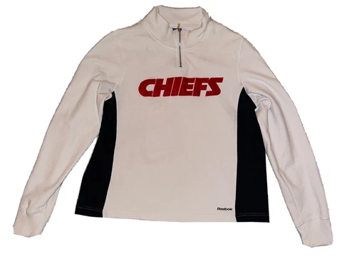 Kansas City Chiefs Sweater Women Large White 1/4 Zip Reebok NFL Football Cover