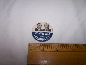 De colección LBJ HHH Lyndon JOHNSON y Hubert HUMPHREY Político Pinback Botón - Imagen 1 de 2
