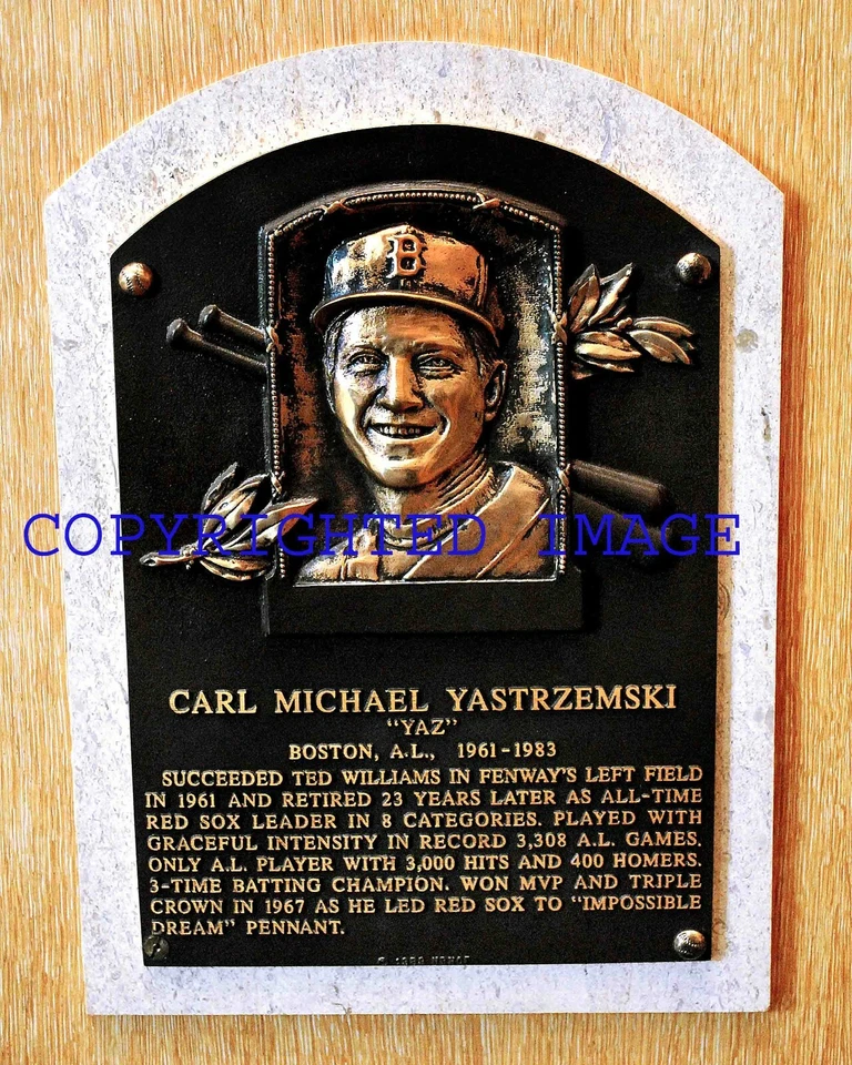 Carl Yastrezemski 1961- 83 Boston Red Sox  HOF'er 1989  HOF Plaque Color 11x14  - Image 1 of 1