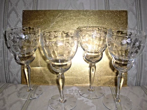 Copas de vino Weston Optic Grabado Floral Enrejado Hoja Corte Punto Pie (4) - HACER OFERTA - Imagen 1 de 13