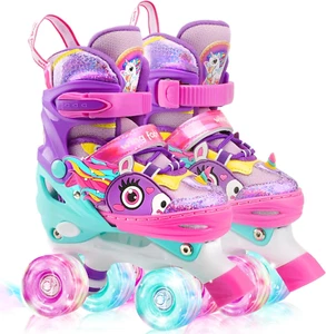 Unicorn Kids Toddler Roller Skates for Girls, Quad Skating Shoes with Shiny L... - Picture 1 of 12