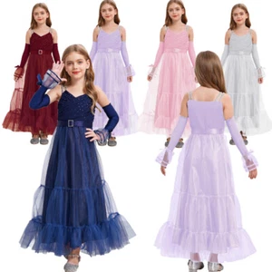 Kids Girls Dress Strap Gown Sleeveless Dancewear Prom Fashionable Teens Flower - Picture 1 of 59