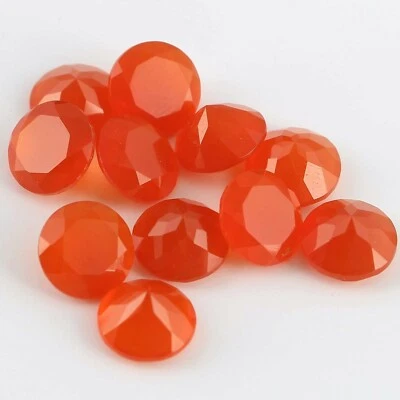 Wholesale Lot of 7mm Round Faceted Natural Carnelian Loose Calibrated Gemstone - Image 1 of 4