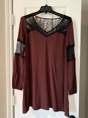 Express Dress/Top Sz Small Burgandy With Lace Fall Winter Casual - Image 1 of 4