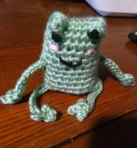 Stocking Stuffer Handmade Crochet Mini Leggy Frog Mint Green - Picture 1 of 3