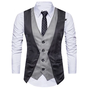 Men's Vest Business Suit Vest Slim Fit Wedding Blazer Jacket Party Sleeveless - Picture 1 of 15