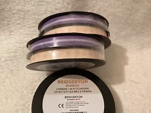 3/8" Bridgerton Ribbons ~ 3 Spools ~ 2 designs (6 & 12ft) ~ NIP ~ Bees Purple - Picture 1 of 6