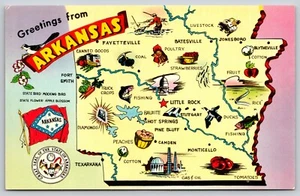 Postcard Greetings from Arkansas Tourist Map Tourism - Picture 1 of 2