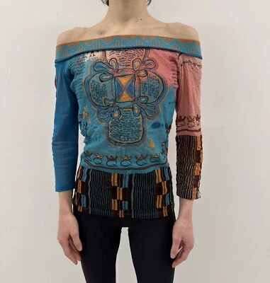 Save The Queen сетки плеча с многоцветный верхний y2k размер M - Изображение 1 из 4