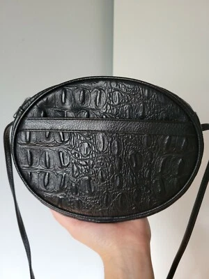 Bolso Bandolera Negro Vintage Croc Repujado Foto 1 de 4