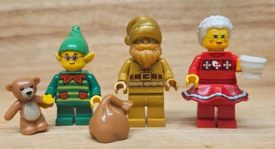 LEGO BAM Christmas Minfigures - Gold Santa Claus / Mrs Claus / Elf - BRAND NEW - Image 1 of 3