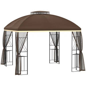 9.7' x 9.7' Patio Gazebo Double Roof Canopy Shelter with Removable Netting - Picture 1 of 11