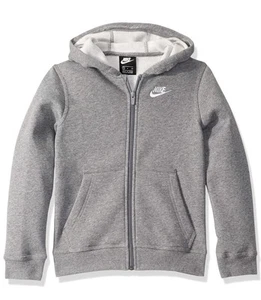 Size XL - Nike Kids Sportswear Club Full Zip Hoodie, Grey/White Zip Sweatshirt - Picture 1 of 4