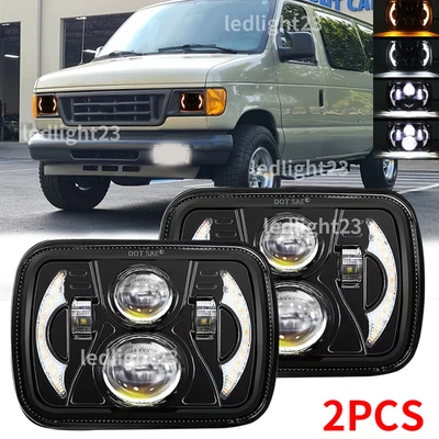 2 PIEZAS 130W 7x6" 5x7" Faros LED HI-Lo DRL aptos para Ford E-350 Super Duty 1999-2017 Foto 1 de 4