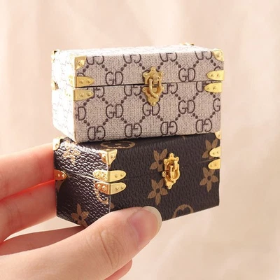 Dollhouse Miniatures 1:12 Luggage Suitcase Trunk Chest Leather Storage Box Case - Image 1 of 4