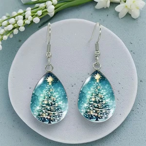 Orecchini pendenti albero goccia acqua natalizia - Nuovi - Foto 1 di 2