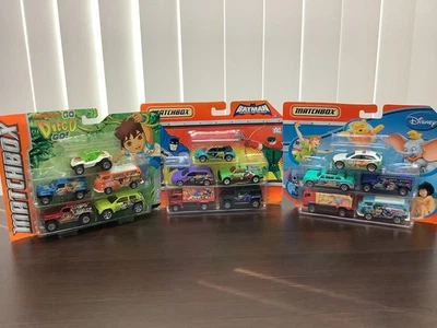 LOT of 3 Mattel Matchbox 5 packs Disney Batman Go Diego Go 2010-11 NIP 15 cars!! - Image 1 of 4